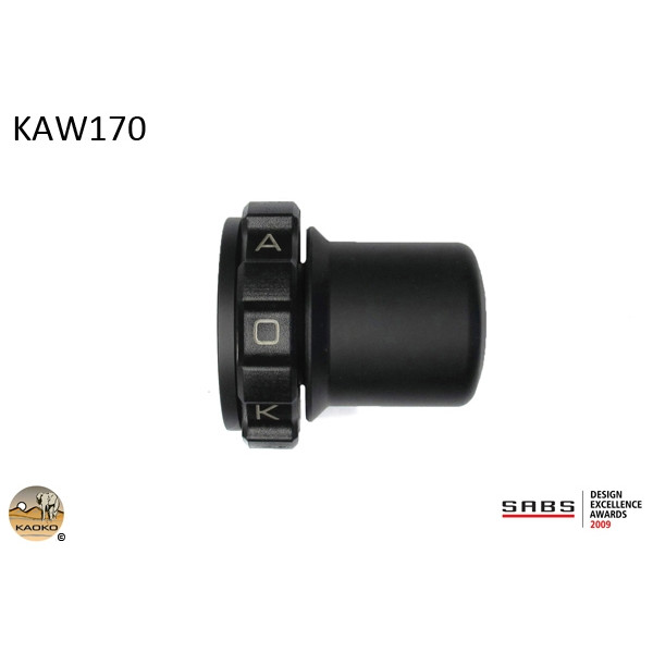 Kaoko Kaoko Throttle Stabilizer for Kawasaki ZX-6R (ZX636-B1), Z1000 '10-, ZX-6R '16-, Z300 '16-, ZX-7R '91-'96, ZH2 '20- & ZX-4R(R) (SE) ’23- (models with parallel 30mm OD bar end weights).